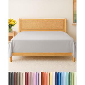 Cal King Size Flat Sheet - Hotel Quality Top Flat Bed Sheet Only - Ultra-Soft, Comfy, Breathable & Cooling - Fade & Wrinkle Free - Easy-Care, Stain & Shrink Resistant Bedding - Oeko-Tex - French Grey