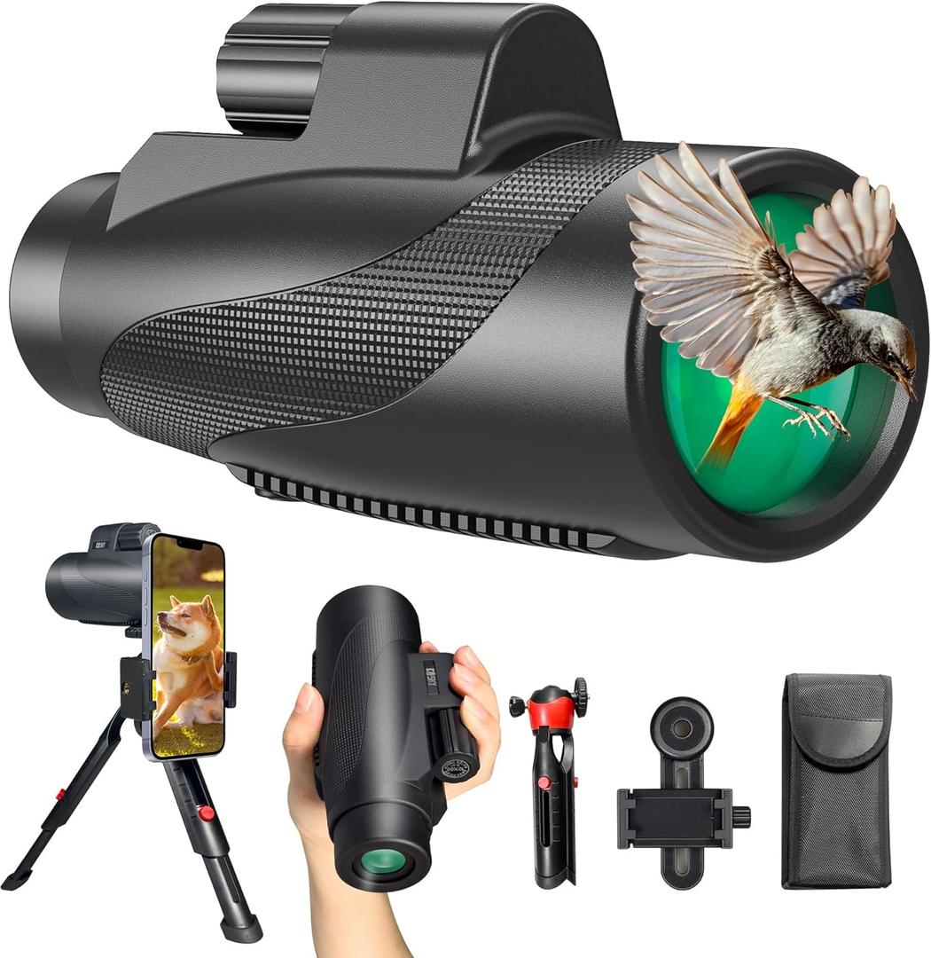 Gosky 12x50 Monocular for Adults, Monocular Telescope with BAK4 Prism & FMC Lens,Lightweight Monocular Ideal for Bird Watching Hunting Wildlife Hiking Traveling-Black