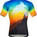 Cycling Jersey Mens Bike Shirt Biking Tops for Road Racing MTB BMX Dirt Road Quick Dry, Comfortable, Moisture Wicking (Large, Cff62)