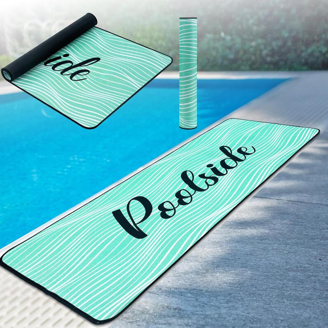 Poolside Non Slip Mat Walk Pool Mats for Floor Outdoor Rubber Mats with Drainage Outdoor and Indoor Dock Safety Pool Mat(Teal,23.62" X 67.72") (2' x 5'8" (Rectangular))