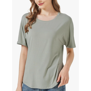 netdraw Women's Ultra Soft Bamboo Viscose Dolman Top Loose Fit Trendy Casual Lounge Short Sleeve Pajama Batwing T-Shirt, Size XL