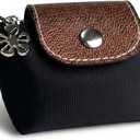 Wuflyover Coin Purse for Women, Mini Nylon Change Purse with Keychain, Small Zip Pouch for Coins, Cash, Cards (Black)