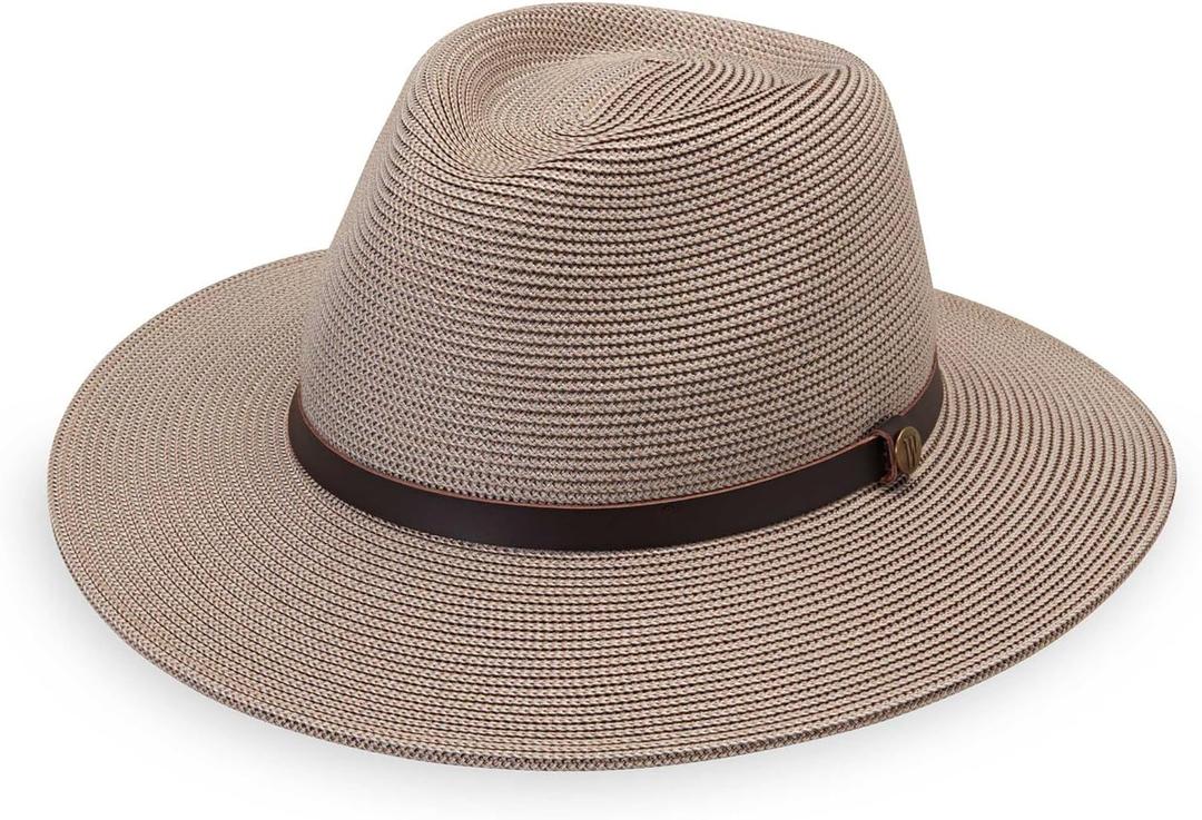 Wallaroo Hat Company Mens Carter Fedora UPF 50+ Sun Protection, Wide Brim, Packable Design and Adjustable Sizing (Brown)
