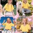 Oakgarden Girls V Neck Crop Tops Kids Drop Shoulder Short Sleeve Knit T-Shirts Oversized Summer Athletic Cropped Tees 5-14Y(Yellow,7-8 Years) (Yellow)