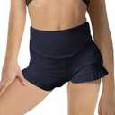 Girls Athletic Shorts High Waisted Ruffle Dance Shorts Yoga Workout Running Shorts (7-8 Years, Navy Blue)