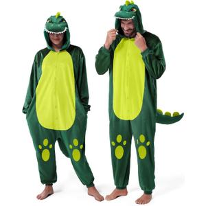 Spooktacular Creations Dinosaur Pajamas, Dinosaur Costume Adult, Halloween Costumes Jumpsuit Hoodie Outfit for Cosplay Parties (XL)