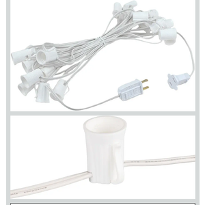 Novelty Lights 25 Foot String Light Set - Indoor/Outdoor Stringer Set for Christmas, Wedding Decor, Patios, & More - C9/E17 Intermediate Base (White Wire, 12" Spacing)