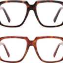AMOMOMA Oversized Square Reading Glasses for Women,Men,Men Blue Light Blocking Computer Readers Spring hinge AM6185