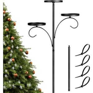 Christmas Tree Topper, 35.4'' Triple Topper Candle Holder, 3 Tier Black Candle Holder for Christmas Tree, Light up for Indoor Bedroom Kitchen Decorations