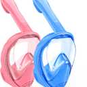 Kids Snorkel Mask Full Face, Snorkeling Gear for Kids with Camera Mount, 180 Degree Panoramic View Snorkeling Set Anti-Fog Anti-Leak (Blue Pink)