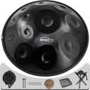 "SINGOFIRE" 12-Notes Handpan Drum, Handpan Drums for Adults, 22-Inch 440Hz D Minor Kurd Handpan, HandPan Instrument with Soft Handpan Bag, 2 Handpan Mallets, Handpan Stand and Dust-Free Cloth (Black)