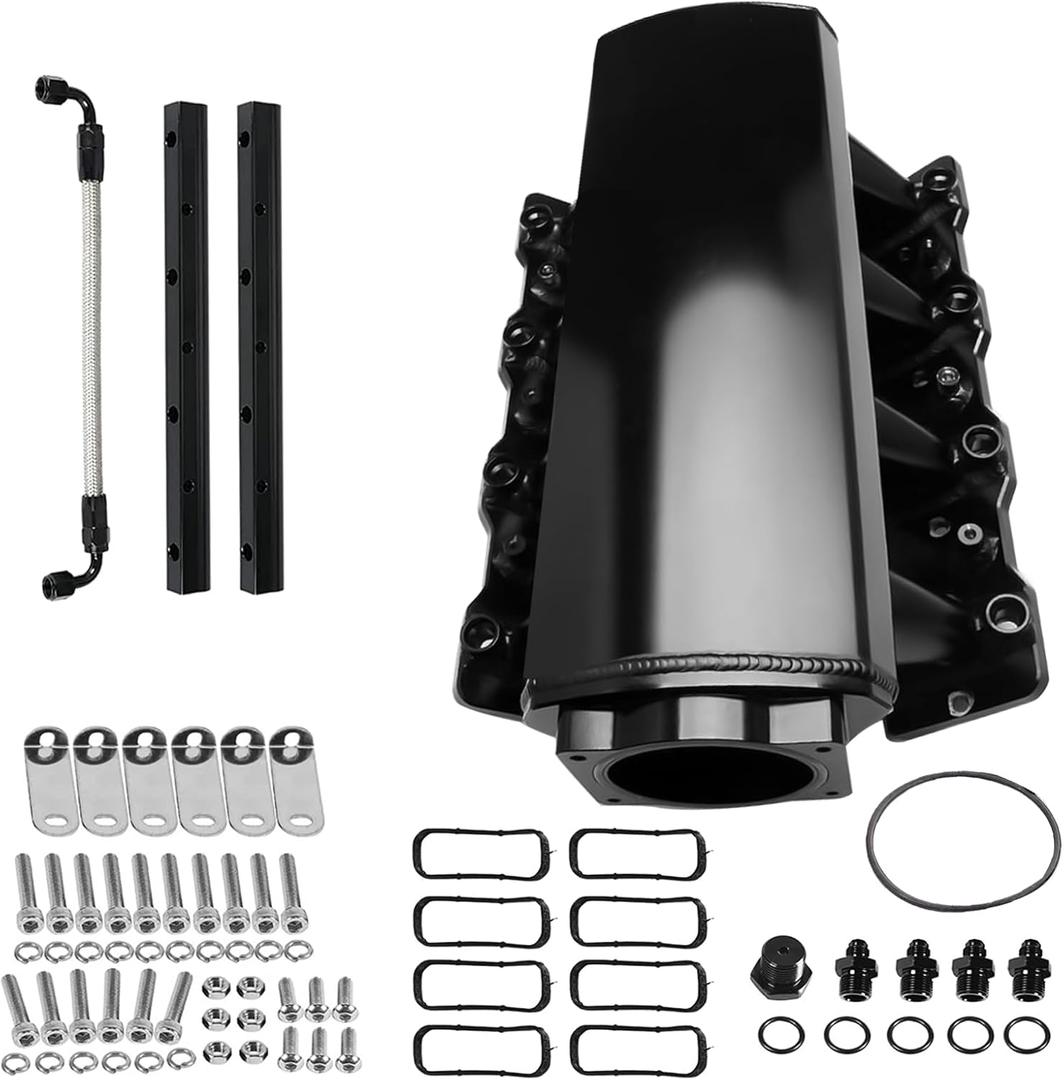 LS1 LS2 LS6 LS Intake Manifold for Chevy 4.8 5.3 5.7 6.0 LS Cathedral Port Heads Upper Intake Manifold Black 92MM