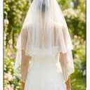 HEREAD Bride Wedding Veil Short Elbow Fingertip Length 2 Tier White Bridal Tulle Veils with Comb for Women (Ivory)