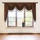 ELKCA Thick Chenille Window Curtains Valance for Living Room Chocolate Waterfall Valance for Bedroom,Rod Pocket (W98, 1Panel) (98"W x 43"L, Valance, chocolate)