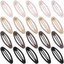 20PCS Oval Metal Snap Clips for Women No Slip Small Barrettes for Thin Fine Hair,Matte Black Brown Beige