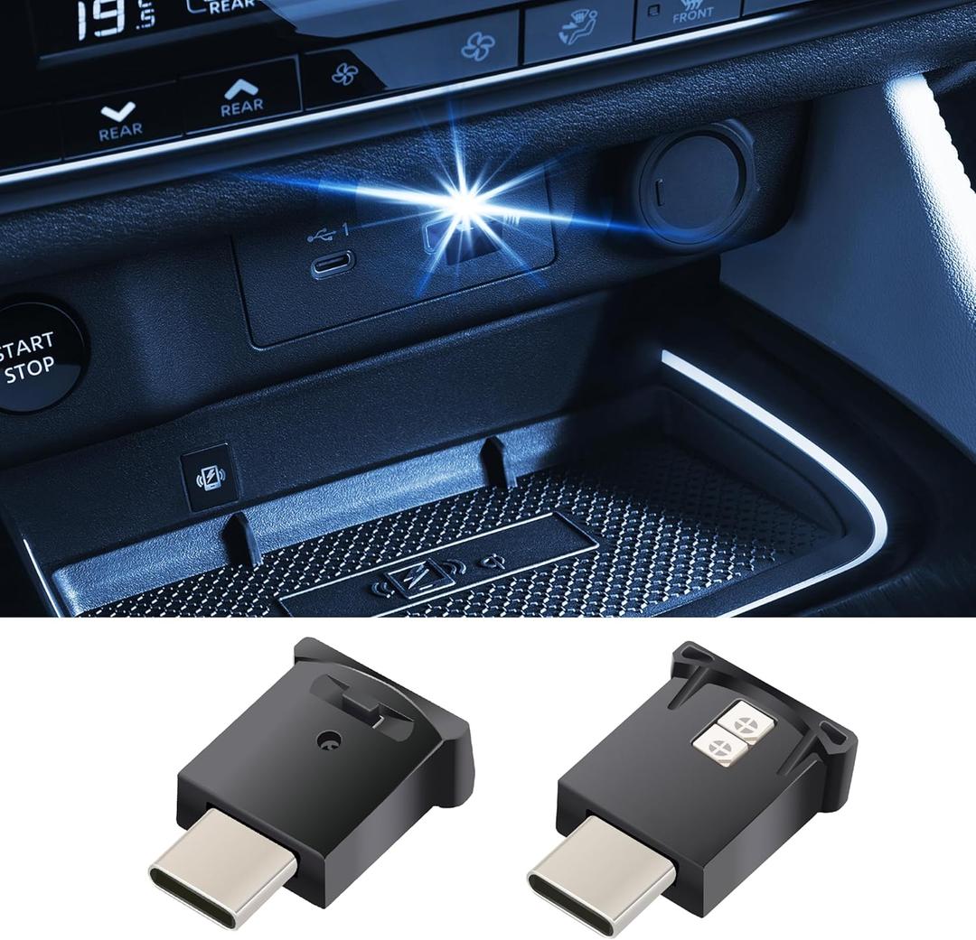 Mini USB LED Car Light, DC 5V Intelligent Interior Car Lights, Atmosphere Lamp for Car, Plug-in Interface, Suitable for Car, Laptop Keyboard, Home Office, Adjustable Brightness (Type C)