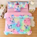 DORCAS 6 Pcs Butterfly Full Bedding Set for Girls,Butterfly Full Comforter Sets with Sheets for Girls Teens Kids (Colorful-1)