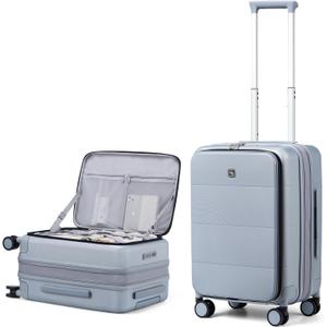 Hanke Hardside Expandable Carry On Luggage, 20 Inch Top Opening Trunk Luggages with Spinner Wheels, All-PC Hard Shell Carry-On Suitcase, Lightweight & TSA Airline Approved (Grey, 46L)