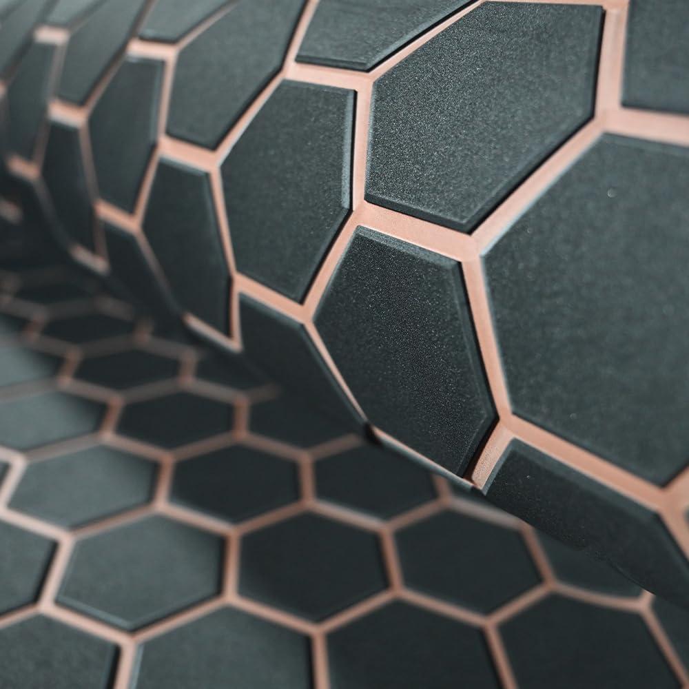 102.3"X43.31" /37.7" New Hexagon EVA Self-Adhesive Boat Flooring and Decorative Fish for Yacht Pool Boat Flooring Sheet Thick Non-Skid mat (Black and Dark Brown)