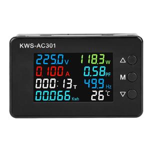 DROK AC Multimeter, 50-300V 0-100A with Open Transformer 110V 220V Voltage Current Power Electric Energy Monitor, Ampmeter Voltmeter LCD Screen for Home-use (8 Datas HD Color)