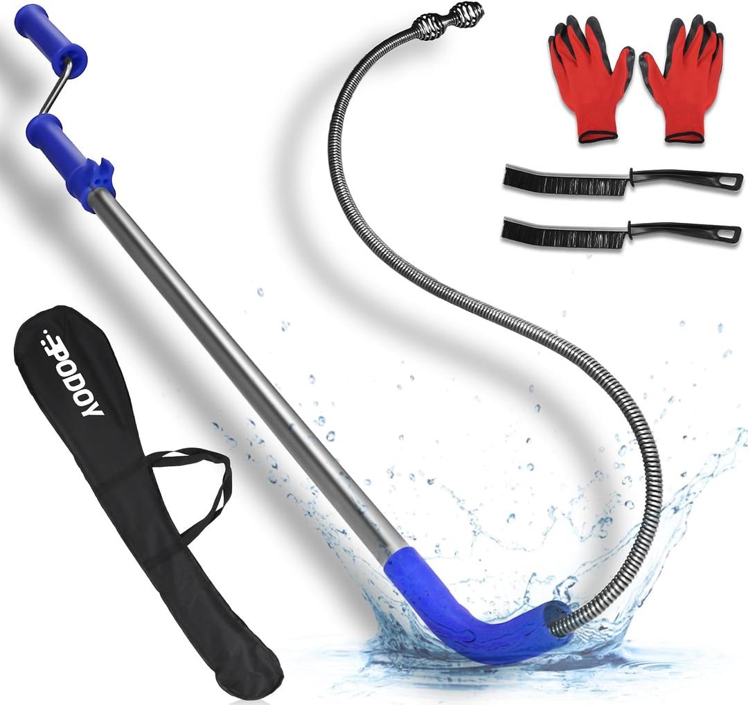 Toilet Auger 6FT DIY Plumbing Snake Drain Cleaner Tool Closet Auger with Non-Scratch Silicone Protection Head, Rust-Resistant Steel,No Plumber Needed for Heavy Toilet Blockages