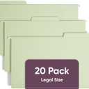 Smead FasTab Hanging File Folder, 1/3-Cut Built-in Tab, Legal Size, Moss, 20 Count (64083)