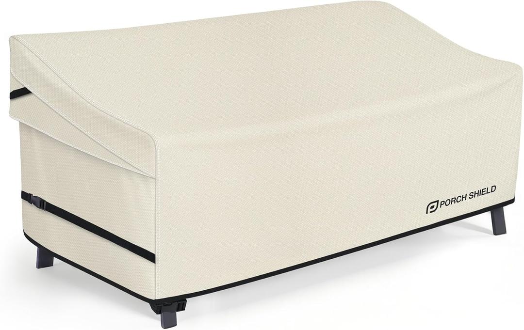 Porch Shield Patio 3-Seater Sofa Cover - Waterproof Outdoor Couch Deep Seat Sofa Cover 86W x 38D x 35H inch, Beige