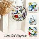 Hummingbirds Suncatcher Stained Glass, Hummingbird Suncatcher Ornament, Hummingbird Suncatcher for Grandma/Mom/Women (Colorful Flower Bird)