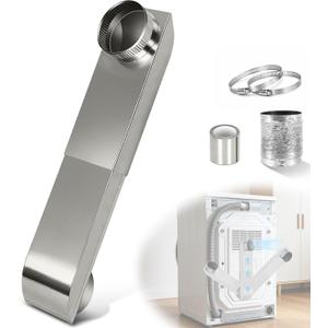 Periscope Dryer Vent Connector Kit, Upgraded 304 Stainless Steel with Silver Finish, Adjustable 12"-19" Telescoping Dryer Vent Duct, Slim Flat Design for Tight Spaces, OEM