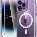 TAURI 2 in 1 Magnetic for iPhone 14 Pro Case Clear, Compatible with Magsafe [Not-Yellowing] with Screen Protector, Military-Grade Protection, Slim Case for iPhone 14 Pro