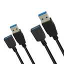 2 Pack 5ft USB 3.0 Extension Cable, USB Male to Female Extension Cord, 5Gbps Data Transfer Charging Extension USB Cable for Keyboard, Mouse, Xbox, Flash Drive, Printer, Game Console, and More