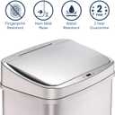 Ninestars 13 Gallon Automatic Trash Can, 50L Touchless Motion Sensor Garbage Can with Odor-Sealing Lid, Rectangular Stainless Steel, Silver Trim