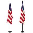 iElyiEsy 2 Pack 6FT Indoor Flagpole Kit with Black Ball Topper, Sectional Flag Pole with Round Base Stand, Premium Aluminum Pole Heavy Duty Flag Pole with US Flag for Schools, Office, Hall