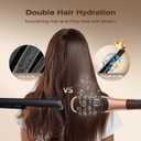 Steam Hair Straightener Brush, Steamline Pro 3 in 1 Straightening Brush, Curly & Frizzy Hair,Smooth Without Flattening, 5 Temp Settings & LED Display, Dual Voltage, Professional Styling Tools, Orange