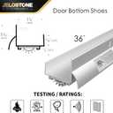 U-Shaped Aluminum Door Bottom Shoes with Drip Cap(Mill Aluminum) - Fire Rated - 1-3/4"W x 1-5/16"H x 36" L Weather Stripping Seal for Exterior Doors, Vinyl Insert, JS-216DV
