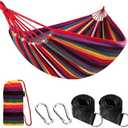 ANYOO Cotton Hammock Portable Camping Hammocks for Hanging Sturdy Garden Comfortable Fabric Hammock with Tree Straps Up to 660lbs with Travel Bag for Camping Outdoor/Indoor Patio Backyard