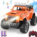 1:16 Remote Control Car with Spray, Lights and Sound, 2.4GHz Remote Control Truck for Boys and Girls, All Terrain Off-Road RC Car Jeep, Toys Gift for Kids