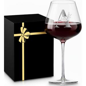 MNZZ Initial Crystal Wine Glasses for Women Mothers Gifts for Mom Day Wife Grandma Friend Sister Her, Monogrammed A-Z Personalized Glass Gift Customized Mother's Graduation Birthday,A