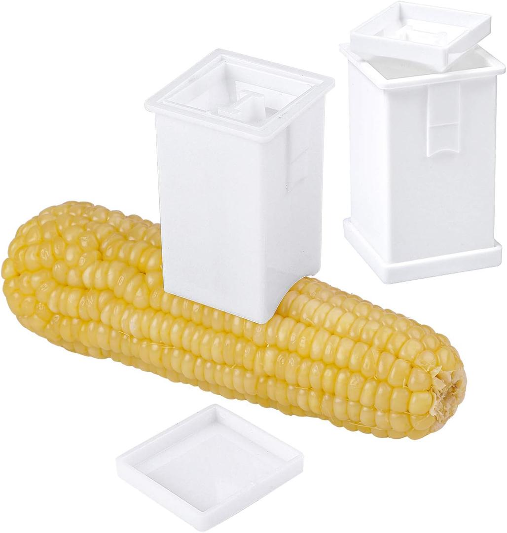 Cooraby 2 Pack Plastic Butter Spreader Corn Cob Butter Holder Spreads Butter Dispenser with Built-in Cover