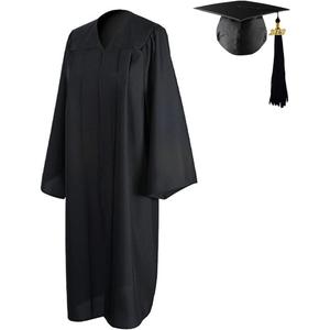 [2025] Graduation Cap and Gown Matte, Unisex Adult's Grad Robe Hat with Tassel Set - High School College Ceremony (51, Black/2024)