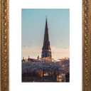 AUEAR, 12x16 Ornate Photo Frame, Bronze Color, with White Mat for 8x12 Picture & Real Glass (1 Pack)