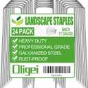 24 Pack Garden Stakes, U-Shaped Tent Stakes, Galvanized Landscape Staples, Ground Stakes, for Landscaping Securing Weed Barrier Fabric, Irrigation Tubing, Holding Fence, Tarpaulin