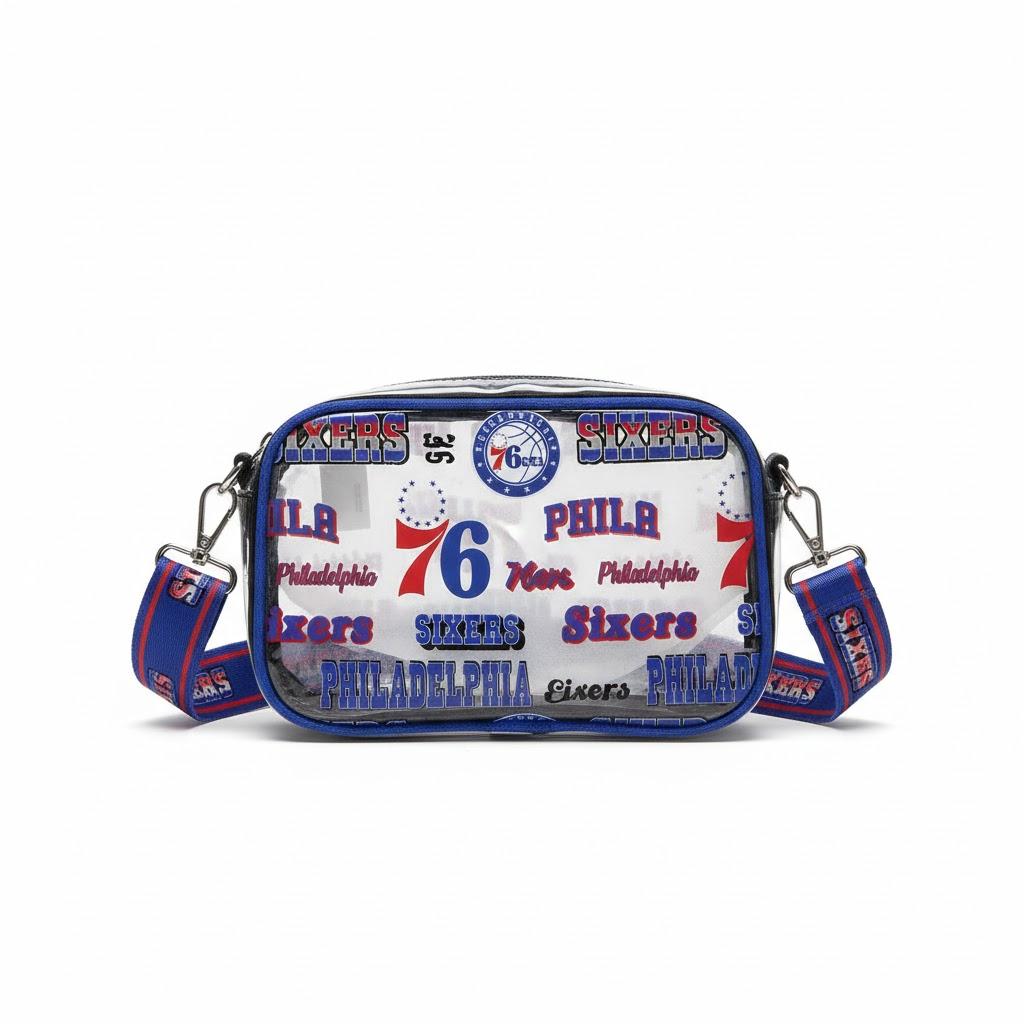 FOCO Philadelphia 76ers NBA Retro Print Clear Crossbody Bag