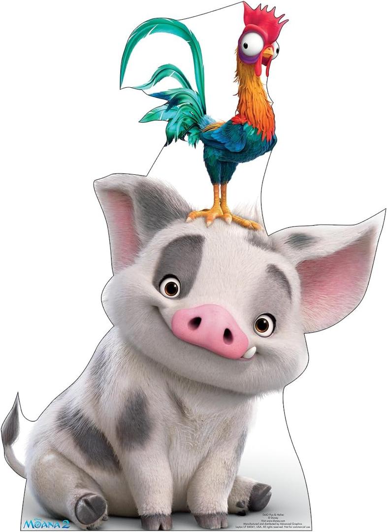 Cardboard People Pua & Heihei Life Size Cardboard Cutout Standup - Disney's Moana 2 (2024 Film), One Size