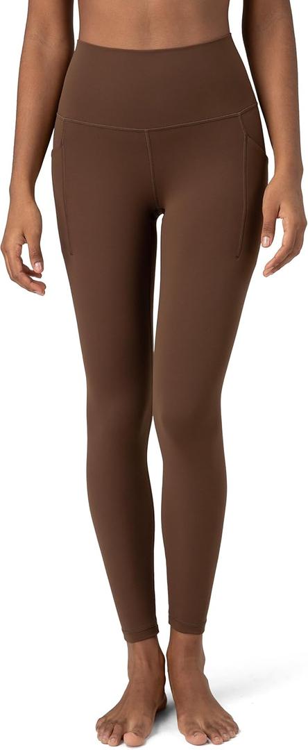 Colorfulkoala Women's Dreamlux High Waisted Workout Leggings 25" / 28" Inseam Yoga Pants with Pockets (Brown, XXL)