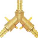 Beduan 3 Way Shut Off Ball Valve, 3/4" Hose Barb 2 Switch Brass Y Shaped Valve for Air Water Fuel Gas