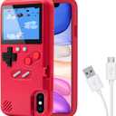 Game Case for iPhone, Retro Protective Case with Own Power Supply, 36 Small Games, Colour Display, Video Game Case for iPhone X/Xs (Red)
