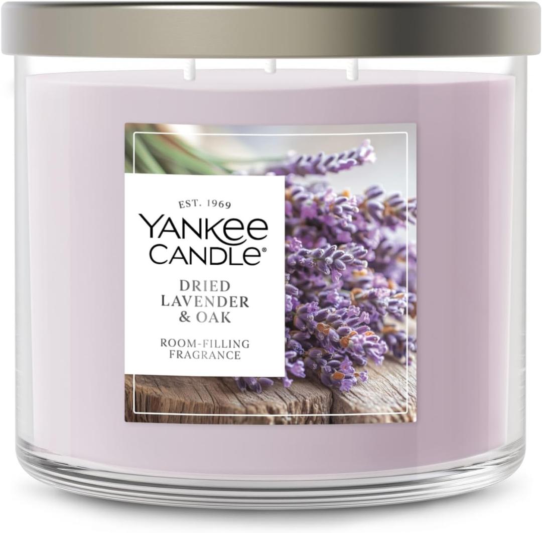 Yankee Candle Dried Lavender & Oak, Scented Candle, 14.5oz 3-Wick Candle Jar with up to 40 Hours Burn Time, Giftable
