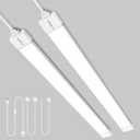 WNSNOU 2 Pack Plug-in LED Shop Light, 4FT Tube, IP66 Waterproof and Linkable, 36W With Cord, 5000K Ceiling/Closet, 4000LM Under Cabinet for Room Garage