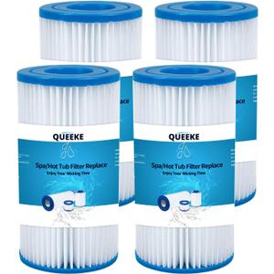 QE-YC-CZ-AC Pool Cartridge Filter Replaces Type A or C, Compatible with Intex 29000E/59900E, Easy Set Above Ground Pool Filters (Pack of 4)
